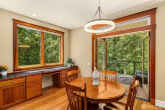 Eat-in dining nook with built-in desk.