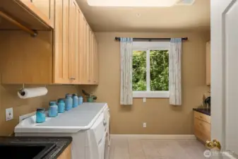 Large laundry room with plenty of storage.