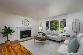 Spacious Living room with fireplace.