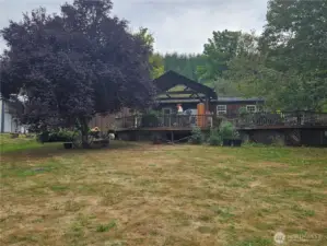 Front view of home with large deck