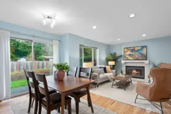 Gas fireplace in the family room and sliding glass door to the rear yard.