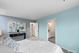 Primary bedroom is very spacious.