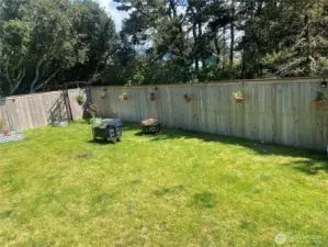 Backyard with firepit.