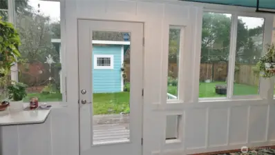 Step out into the fully-fenced Backyard.