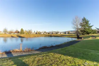 Pond with Walking trail right out the back patio.