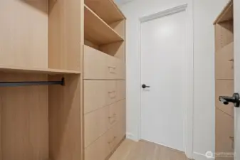 Custom built-ins in primary closet.
