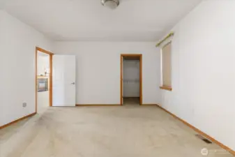 Primary bedroom and walk in closet.