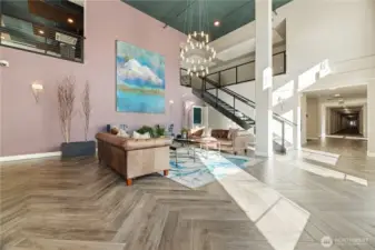 Baker Building lobby offers opportunities to gather in an elegantly designed and thoughtfully decorated welcoming space.