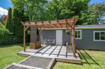 Front Entry with Lovely Pergola