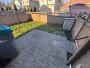 Nice sized patio, in a fully fenced and gated yard.