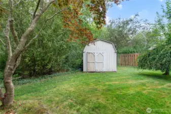 1 of 2 sheds in backyard