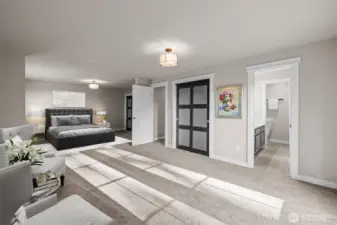 Primary Bedroom Sitting are view, French Doors to Deck on the right VS