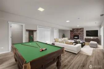 Media and Game Room on Lower Level with access to back yard