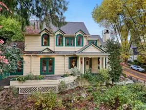 Set above the street for privacy, the home’s expansive deck and natural plantings create a sense of retreat right in the heart of Leschi.