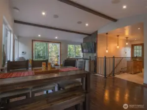 Vaulted ceilings give a nice spacious feel and new paint gives the room a refreshing look