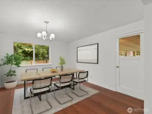 Virtually staged dining room.