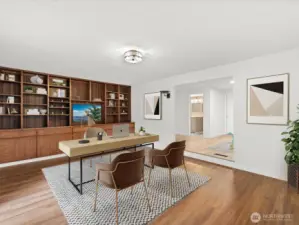 Virtually staged den.