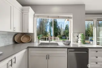 View of back yard from kitchen.