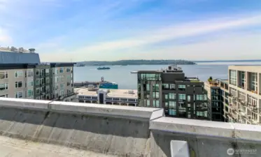 rooftop deck with view of Puget Sounds