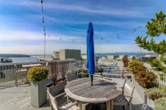 rooftop deck with view of Olympics
