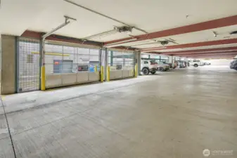 Covered parking space with secure access