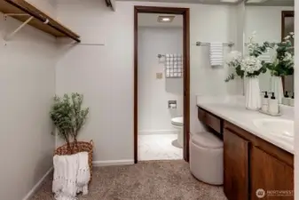 Closet and vanity off the primary bedroom