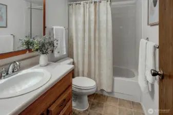 Full bathroom across from the second bedroom