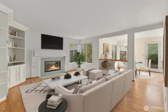 RELAXING FAMILY ROOM, WITH GAS FIREPLACE.