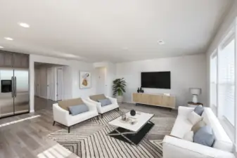 Another view of virtually staged great room.  It's an expansive space with so many options