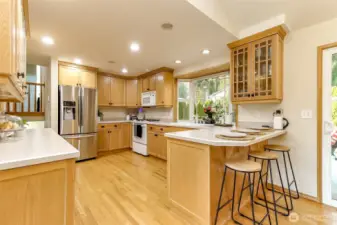 Large kitchen with plenty of county space!  Notice the garden window behind the sink, perfect for growing potted plants and herbs!