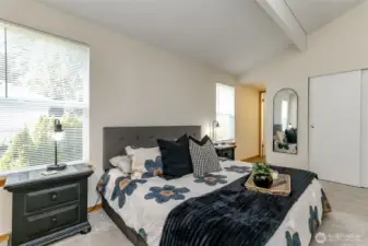 The primary bedroom has a private bathroom and there is a walk-in closet.