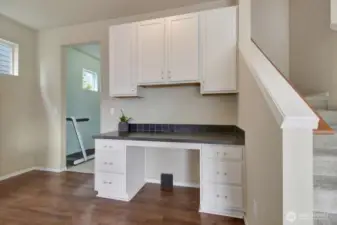 Built in desk/bill pay station.