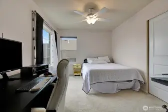 2nd bedroom--large enough to accommodate a queen bed and office space
