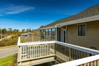 At the top of the common stairs, you reach your personal deck and entryway