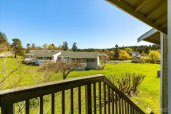 Looking out the backdoor, which provides additional egress for emegencies.