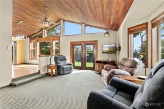 Vaulted ceilings featuring stunning cedar finishes.