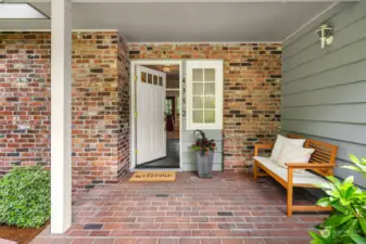 The covered front porch welcomes you to the home.