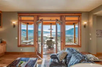 French doors to deck, main floor living room