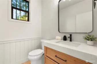 Powder room on second floor.