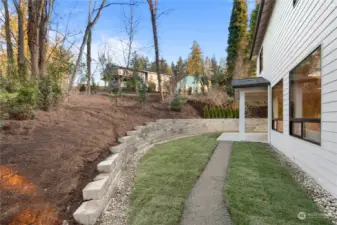 Beautifully done yard with enough space to enjoy and easy to maintain.