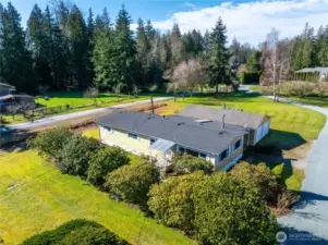 Aerial of the Manufactured Home on an acre, showing the 2 car garage