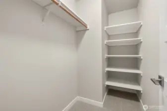 Bed #2 walk in closet.   Photos of a similar home, not actual, for illustration only.