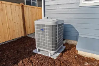 High efficiency 5-stage heat pump with wifi thermostat providing both heat and air-conditioning. Photos of a similar home, not actual, for illustration only.