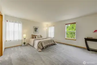 Primary suite with tons of room for setting area. One walk-in closet and a wall closet.