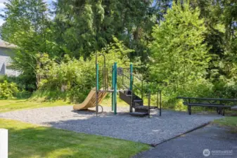 New community playground, added in April 2025, just around the corner from the home
