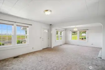 Coved ceilings give this room an added touch
