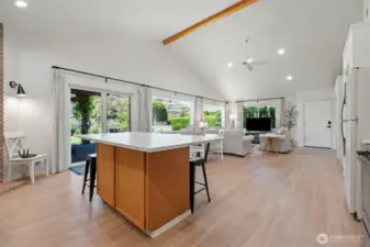 Visual anchor in an open-concept layout, ideal for entertaining, meal prep and meal serving zones
