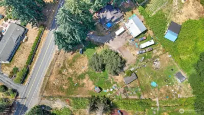 Aerial view showcasing the 1.21 acre lot