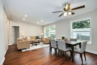 Living room and dining room