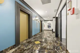 Lobby elevator bank